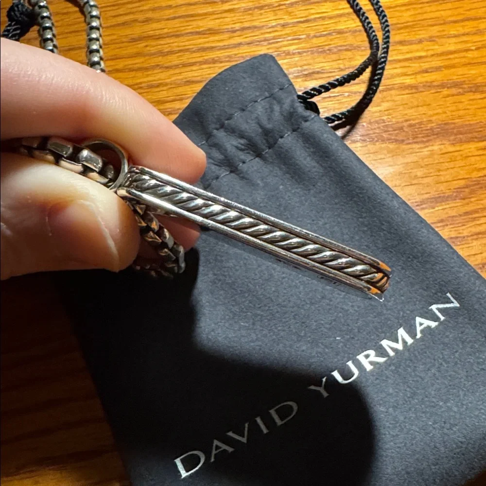 ❄️David Yurman XL 42mm .925 Black Onyx Dog Tag Pendant with 4.8mm 24” .925 Chain - Picture 4 of 5